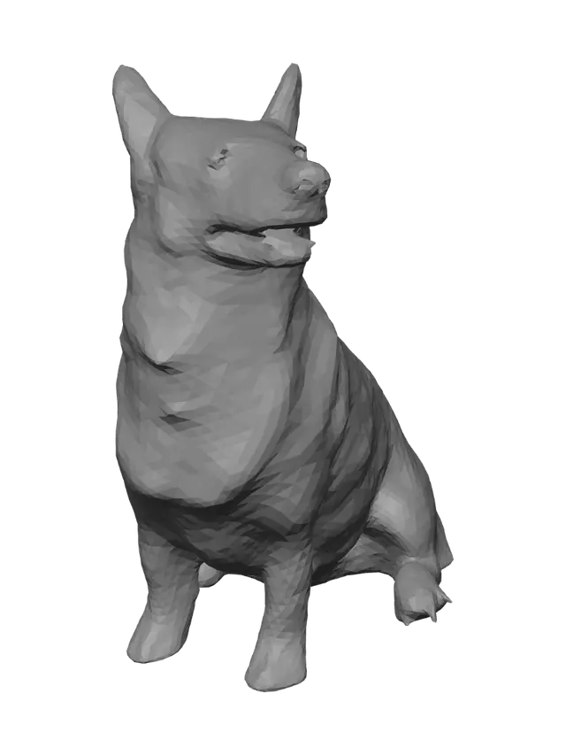 3D model for Curious corgi in a cluttered kitchen