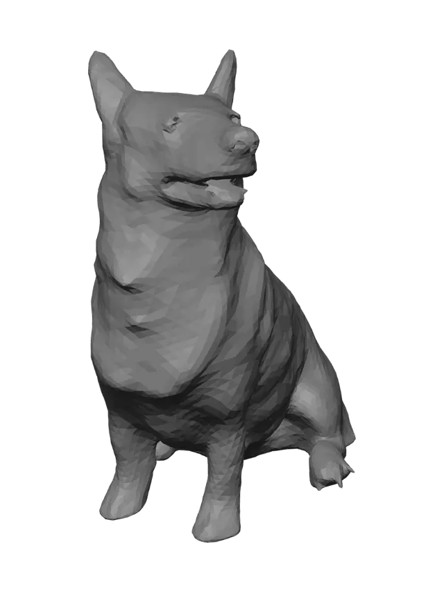 3D model for Curious corgi in a cluttered kitchen
