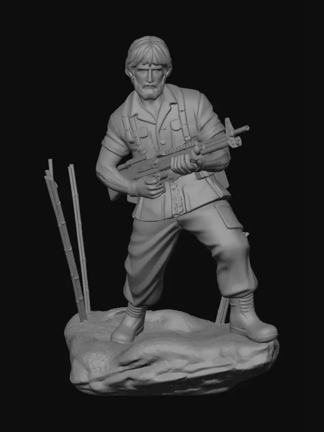 3D model for Rifleman on a rocky outcrop