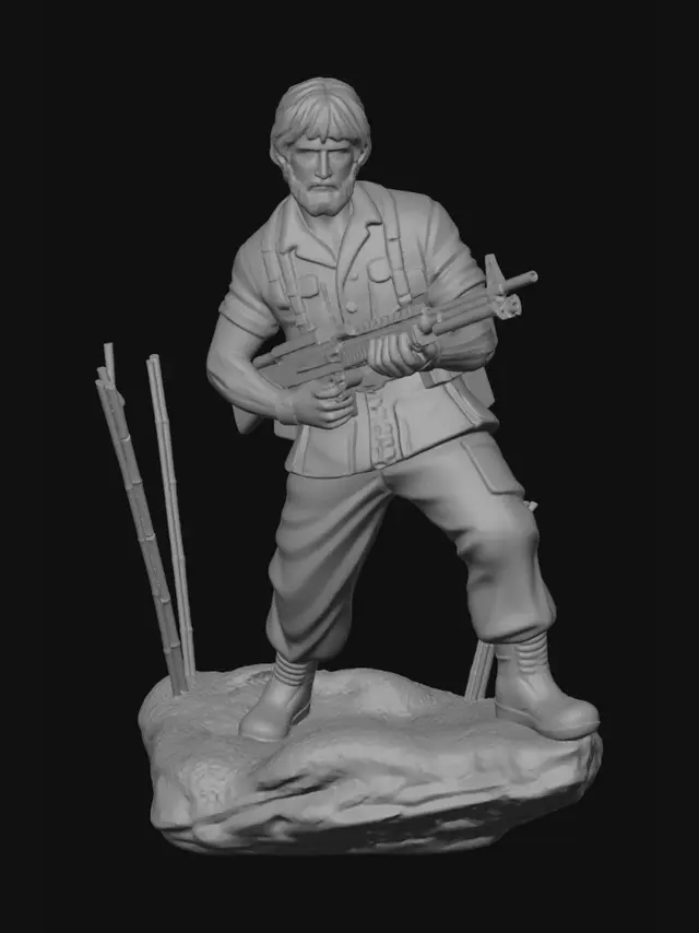 3D model for Rifleman on a rocky outcrop