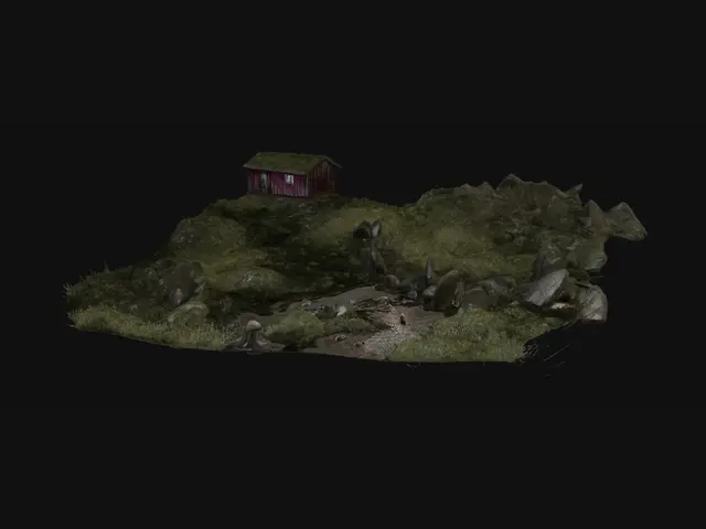 3D model for Red Cabin on a Mountain Ridge
