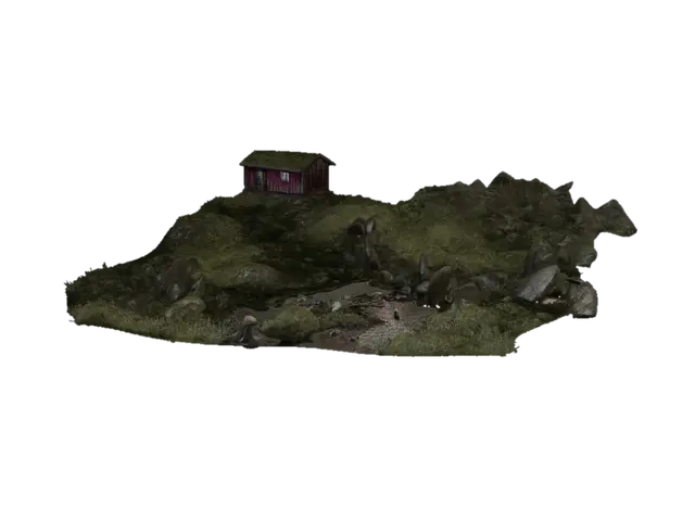 3D model for Red Cabin on a Mountain Ridge