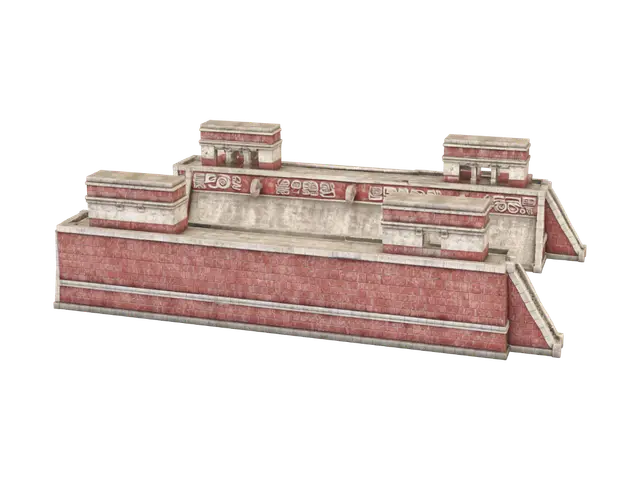 Mayan Ball Court - Azteca 3D-model, gegenereerd door AI