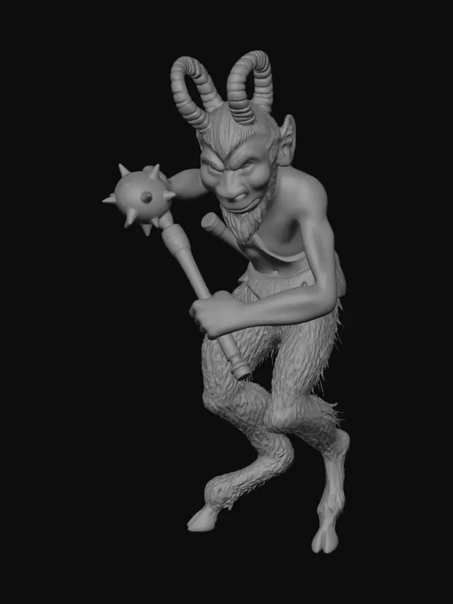 3D model for Horned Mace-Wielding Goblin