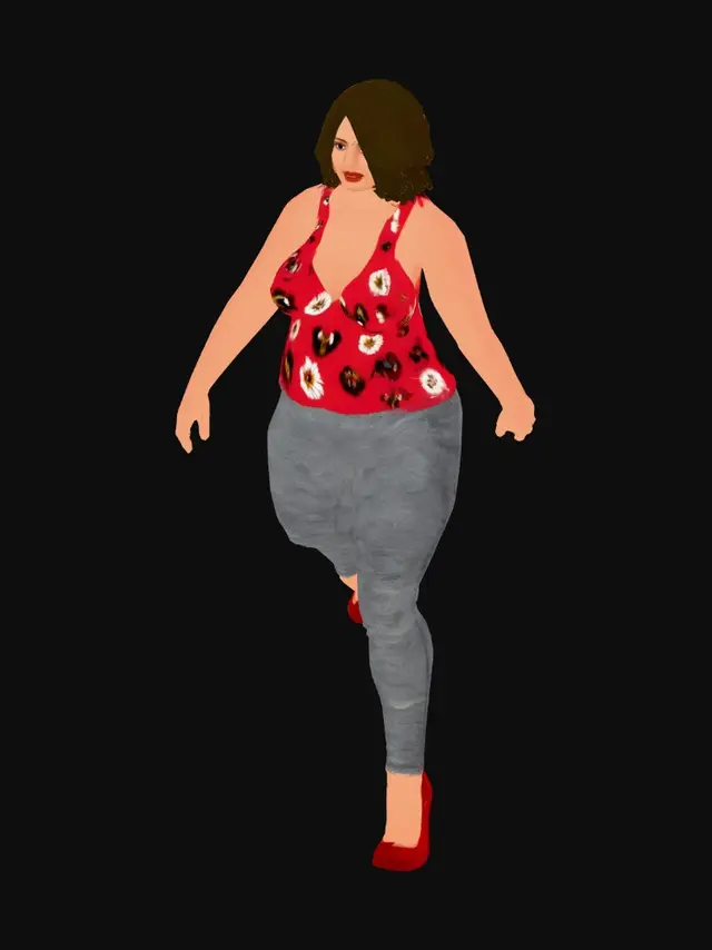 3D model for Floral Red Tank Pose