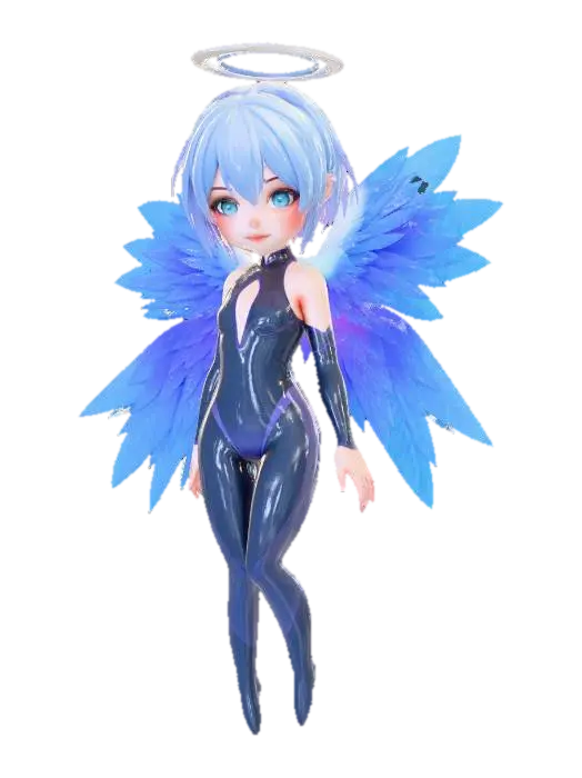 A charming anime-style angel character model, featuring a slender build… - Angelgirlbrianna 3D model, vytvořený pomocí AI