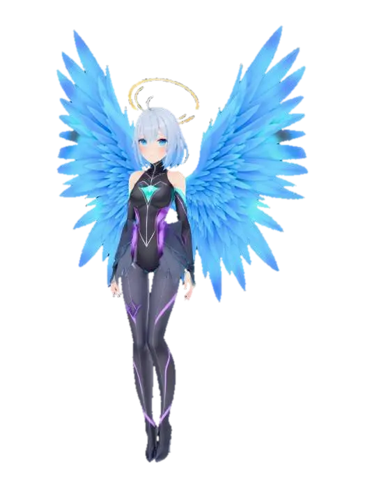 A charming anime-style angel character model, featuring a slender build… - Angelgirlbrianna 3D model, vytvořený pomocí AI