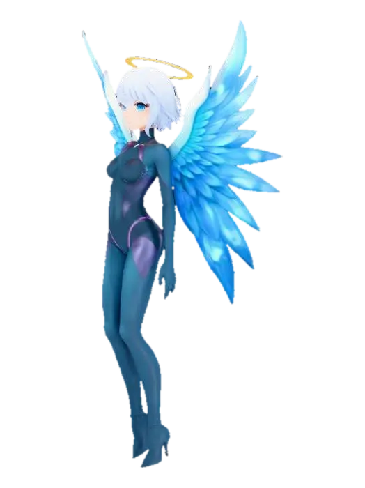 A charming anime-style angel character model, featuring a slender build… - Angelgirlbrianna 3D model, vytvořený pomocí AI