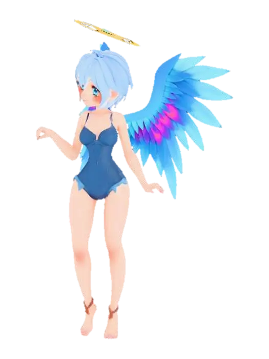 A charming anime-style angel character model, featuring a slender build… - Angelgirlbrianna 3D model, vytvořený pomocí AI