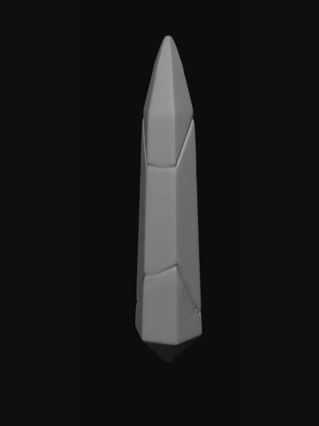 3D model for I need the tall thin crystal from the first image with the blue glow of the second image, but none of the background