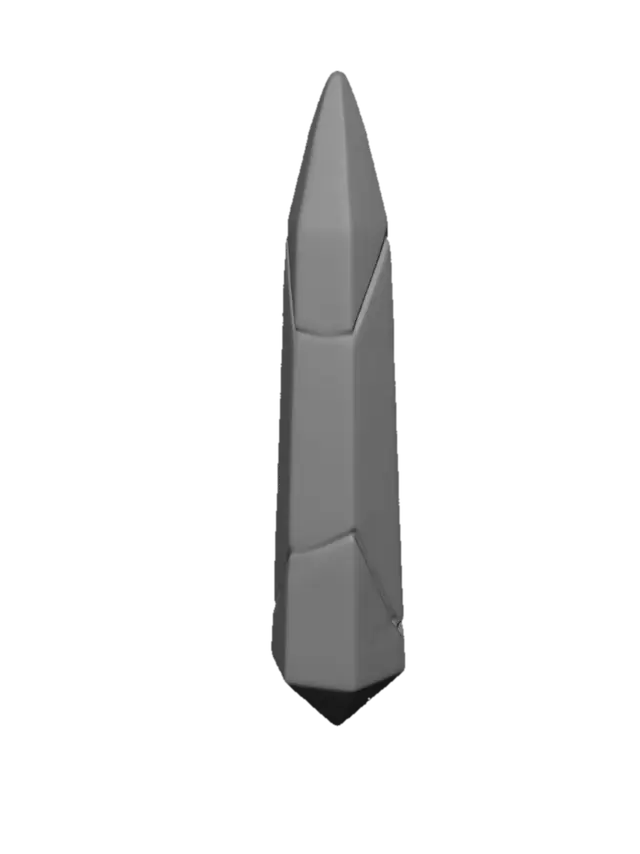 3D model for I need the tall thin crystal from the first image with the blue glow of the second image, but none of the background
