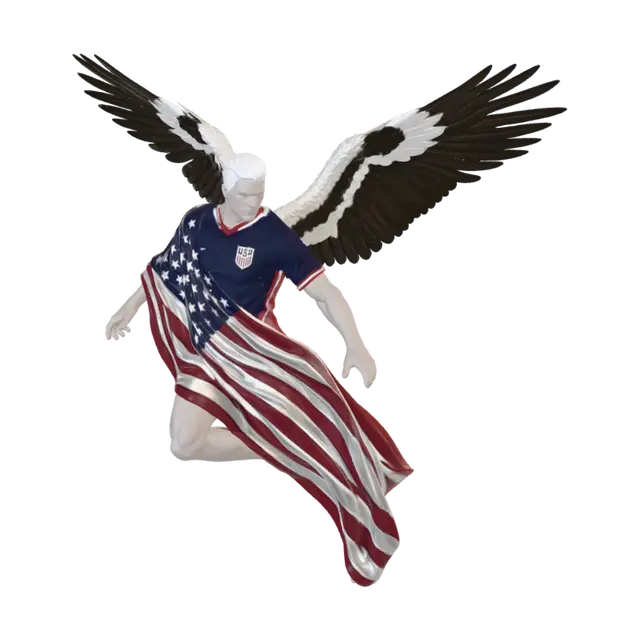 A Winged Man with solid white hair. wings the color of a bald eagle's. He is wearing Team USA… - Wingedhumanoid AI 생성 3D 모델