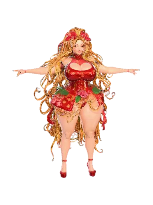 Pasta Couture, #food# - Culinary 3D model, vytvořený pomocí AI