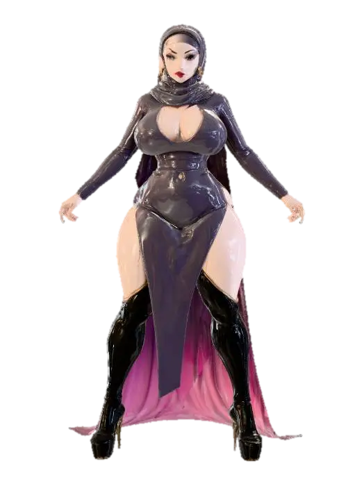 Busty Hijab Black Dress - Modest 3D model, vytvořený pomocí AI