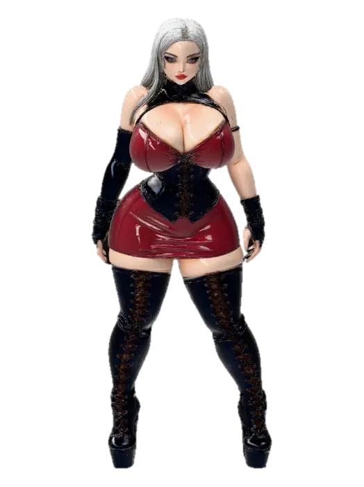 Futuristic Gothic Leather Diva 3D model, vytvořený pomocí AI