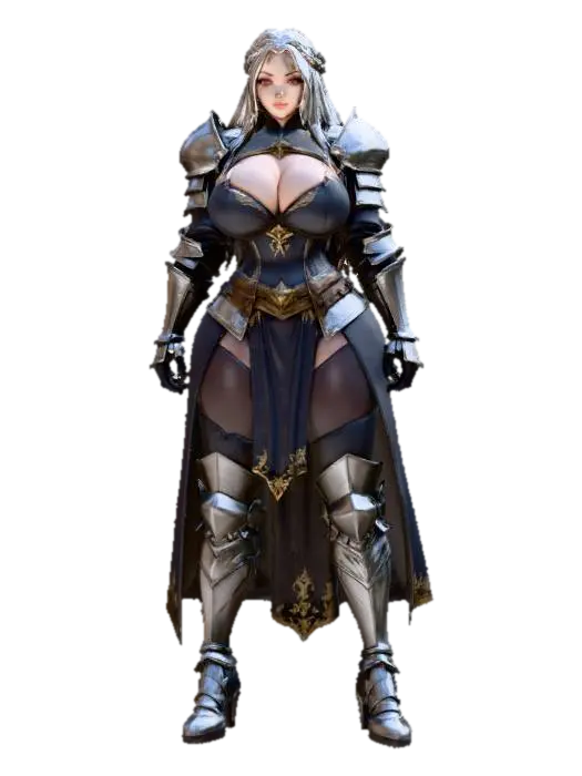 Knight Enchantress - Busty 3D model, vytvořený pomocí AI