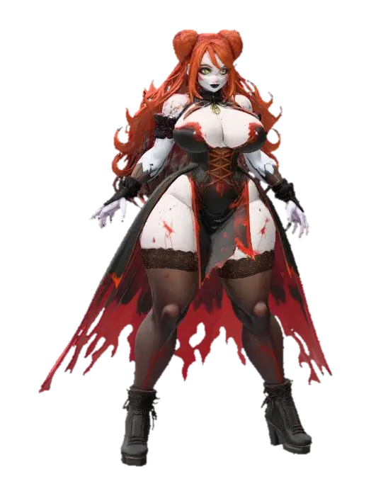 Zombie Queen - Redhair 3D model, vytvořený pomocí AI