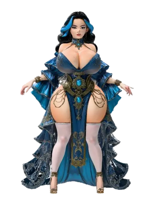 Voluptuous Fantasy character - Bluehair 3D model, vytvořený pomocí AI