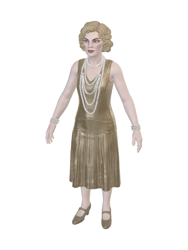 Golden Flapper Elegance-3D-modell, genererad av AI