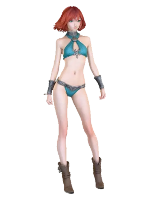 Red-haired Wanderer in the Ruins - Survivor 3D model, vytvořený pomocí AI