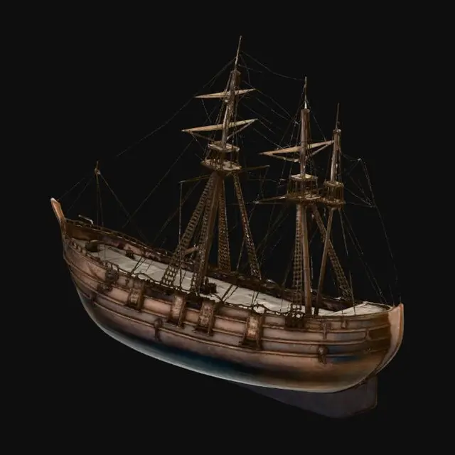 3D model for Wrecked Galleon on a Stormy Shore