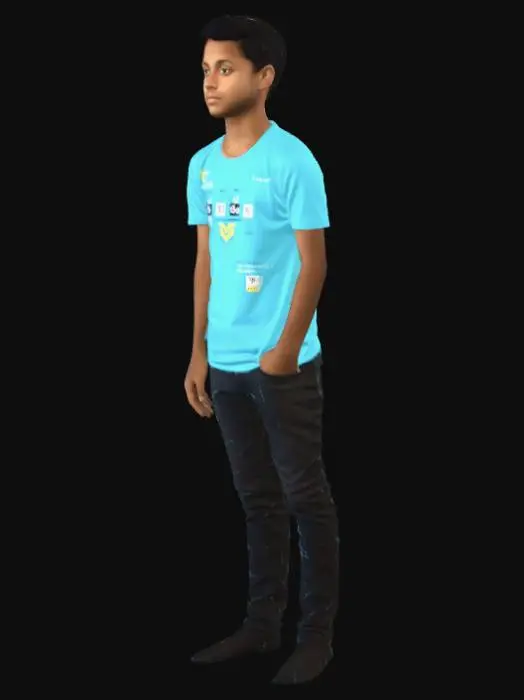 3D model for Portrait of a Young Man in a Bright Blue T‑Shirt