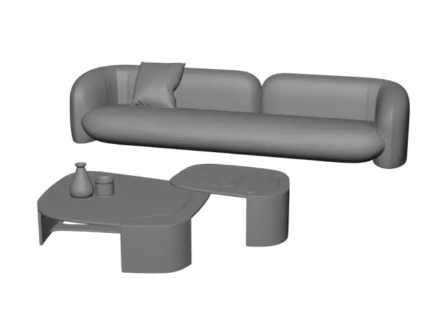 3D model for Neutral Marble Lounge