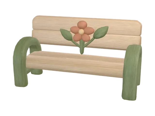 3D model for Wooden Flower Bench