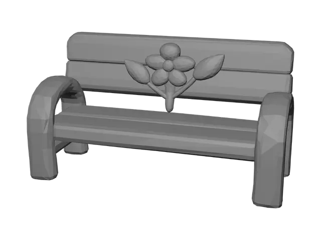 3D model for Wooden Flower Bench