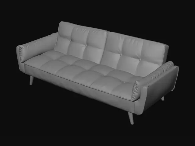 3D model for Blue Velvet Tufted Sofa
