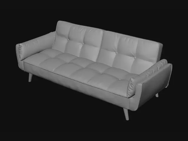 3D model for Blue Velvet Tufted Sofa