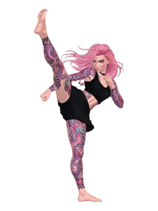 Dragon Kick - Fight 3D model, vytvořený pomocí AI