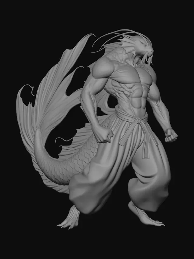 3D model for Golden Scale Warrior