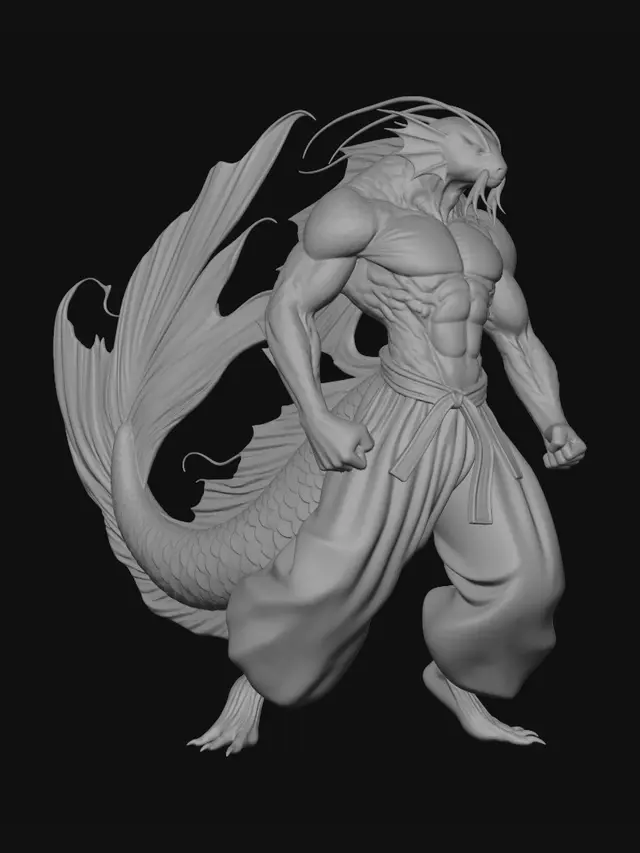 3D model for Golden Scale Warrior