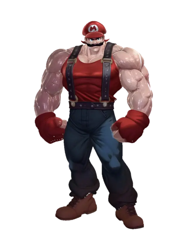 Musclebound Mario - Plumber 3D model, AI generated
