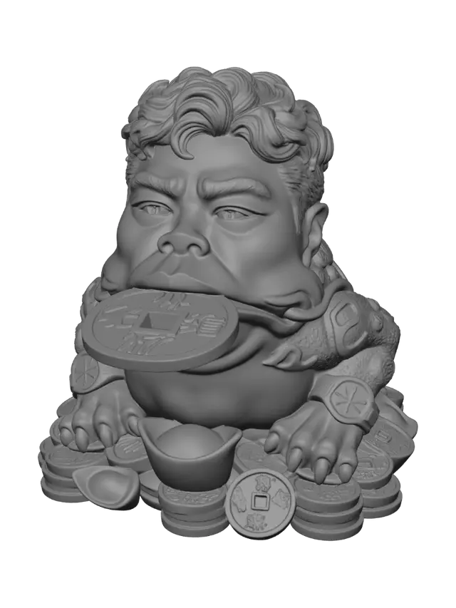 3D model for Golden Money Frog with Coin