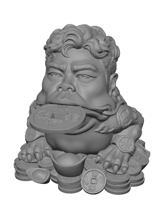 3D model for Golden Money Frog with Coin
