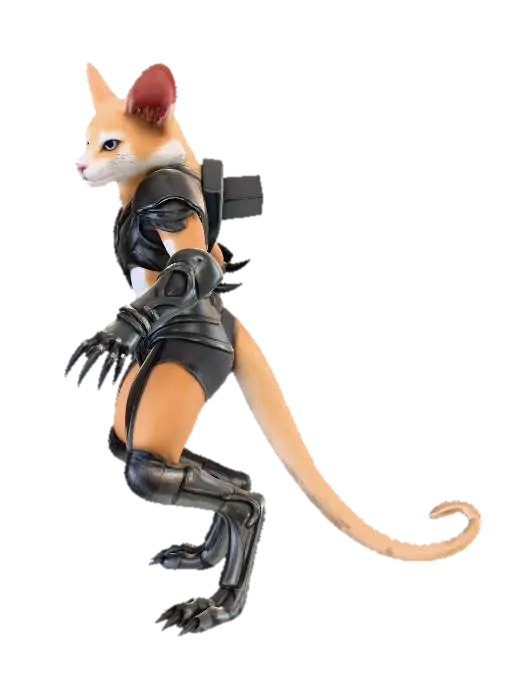 Cat furry humanoid, digitigrade paws with reversed knees and paw pads, animal hind… 3D model, vytvořený pomocí AI