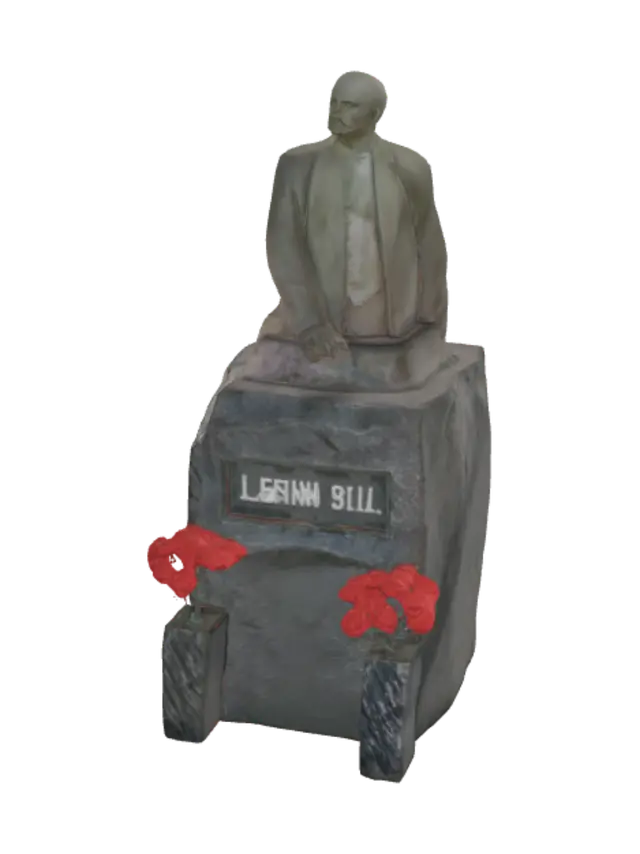 Statue on pedestal with red carnations - Redcarnation 3D model, vytvořený pomocí AI
