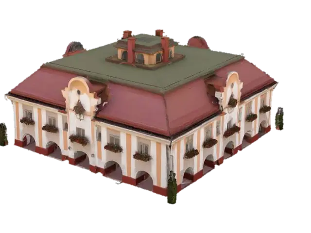 Town Hall Building 3D model, vytvořený pomocí AI