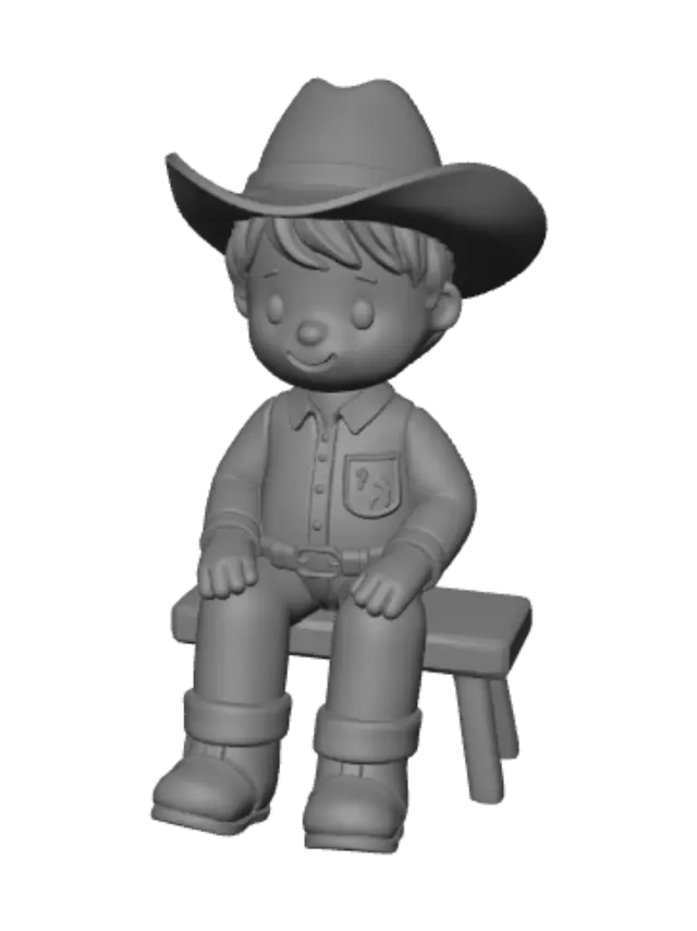 3D model for Little Cowboy on a Bench