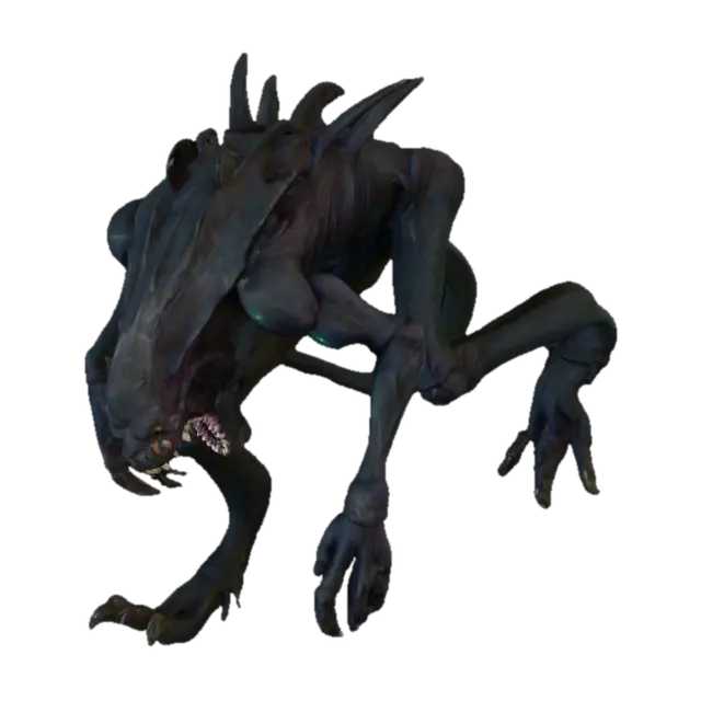 A monstrous, four-legged creature with a hunched, powerful stance and elongated,… - Fourlegged 3D model, vytvořený pomocí AI