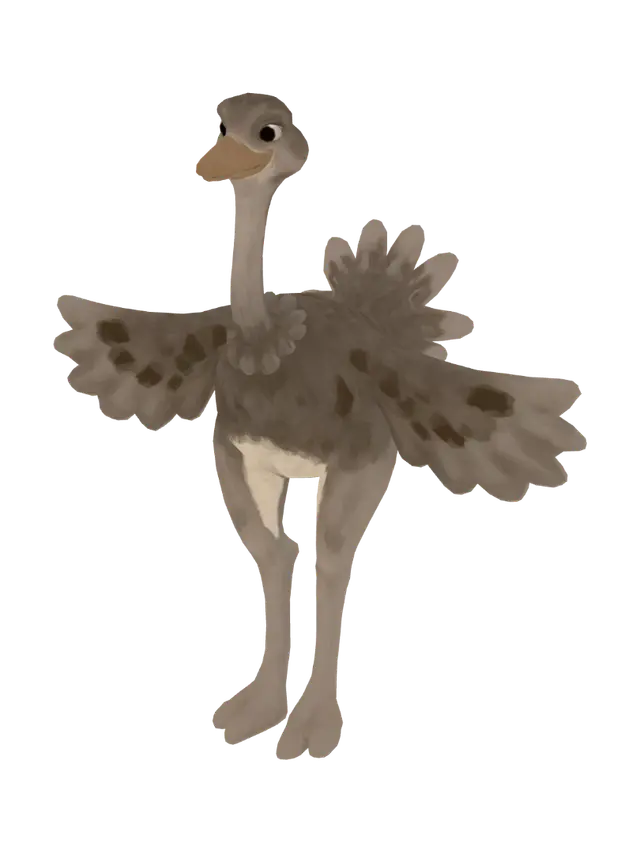 Ostrich - Hug 3D model, vytvořený pomocí AI