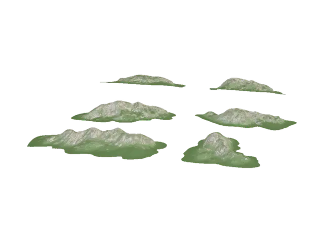 Green-Capped Mountain Clusters 3D model, vytvořený pomocí AI