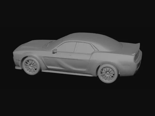 3D model for White Dodge Challenger with Racing Stripes