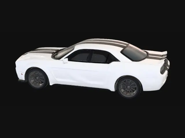 3D model for White Dodge Challenger with Racing Stripes