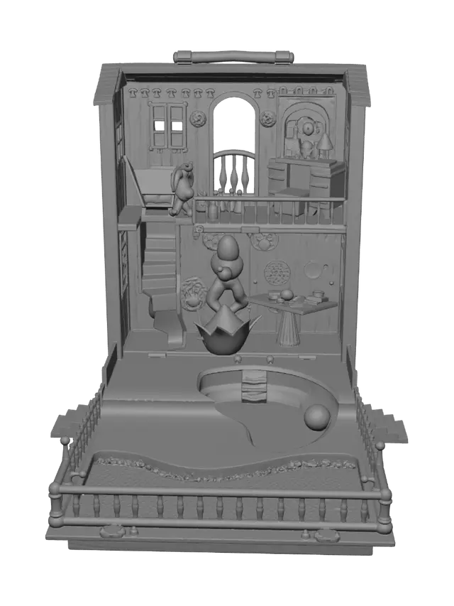 3D model for Pastel Dollhouse Playset with Pool