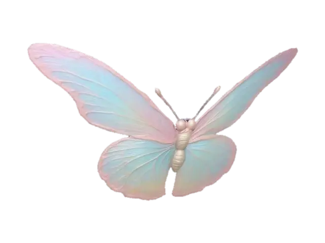 Create a 3D model of a butterfly in mid-flight, with its wings spread wide and… - Symbolic 3D model, vytvořený pomocí AI
