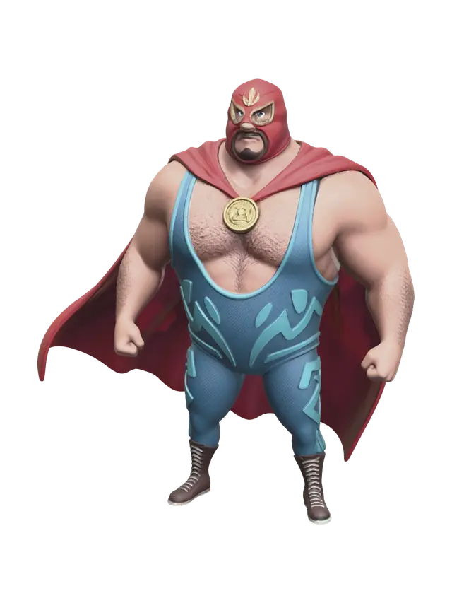 Stylized El Macho - Supervillain 3D model, vytvořený pomocí AI