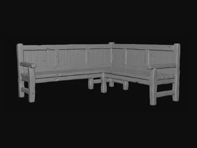 3D model for Weathered L-Shaped Corner Bench